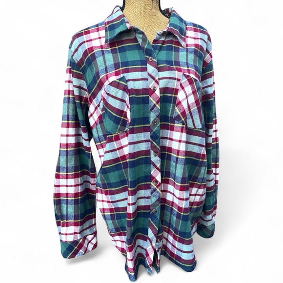 Natural Reflections 100% Cotton Plaid Flannel Shirt Button Down SOFT Size 2X - Picture 1 of 10